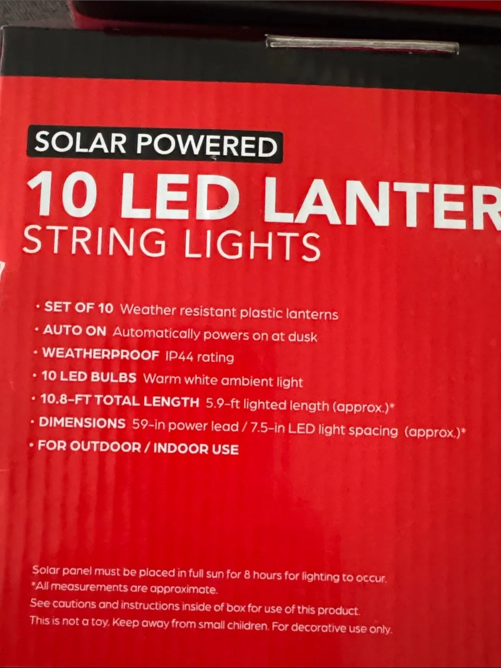 Brand New LED Black Lantern String Lights — Solar-Powered  Set of 2